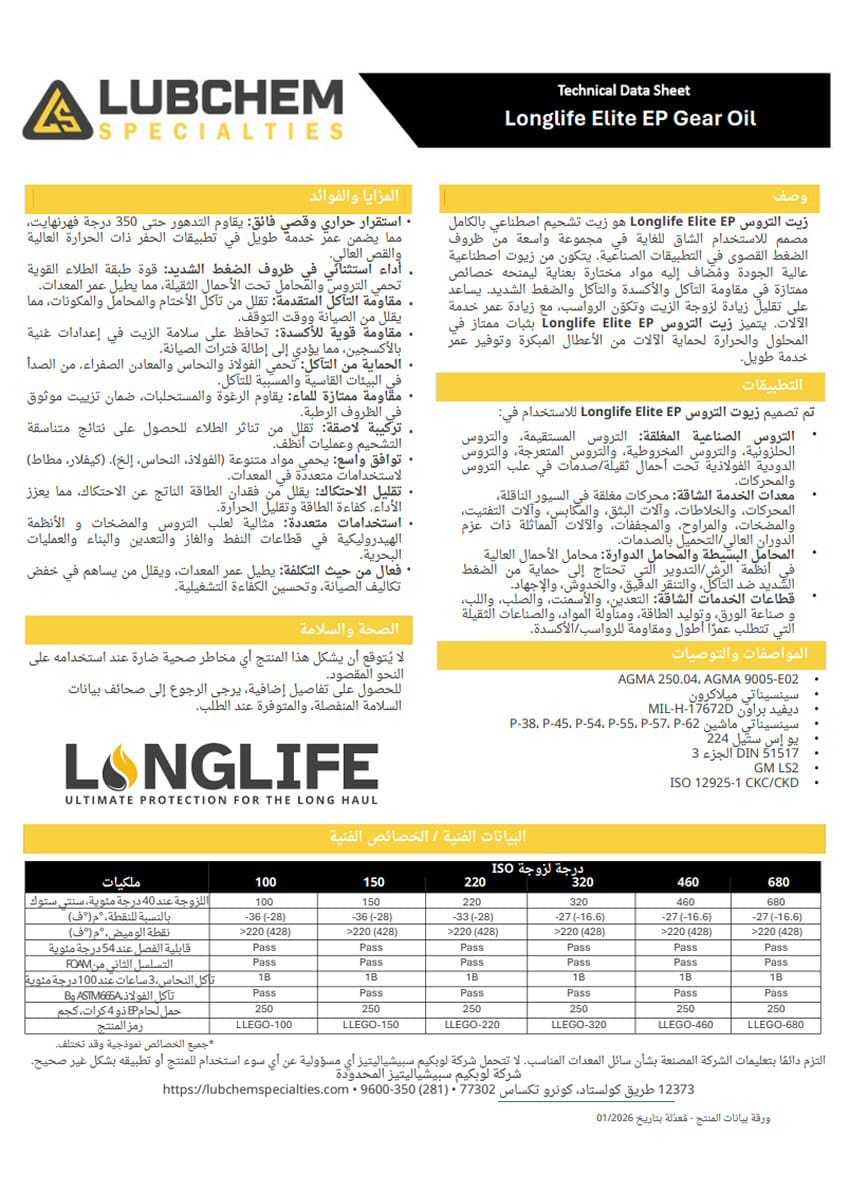 Longlife Elite EP Gear Oil