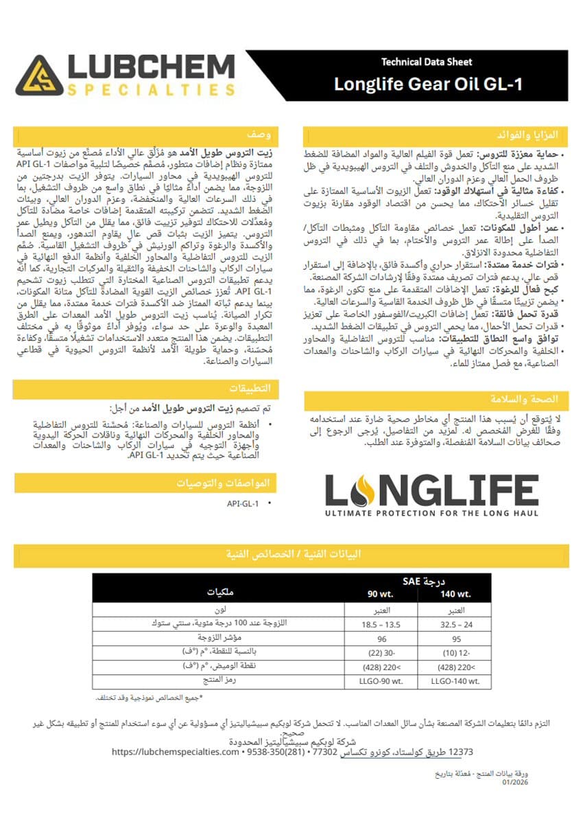 Longlife Gear Oil GL-1